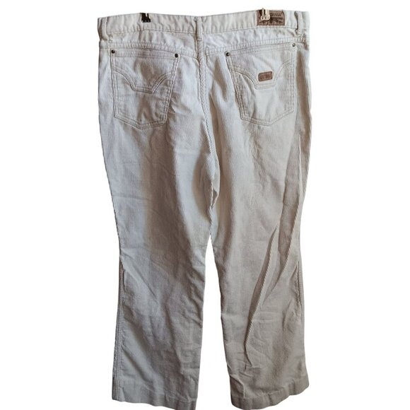 Vintage 80's 36x31 Brittania Mens White Corduroy Bootcut Bellbottom Jeans Disco - Picture 1 of 8